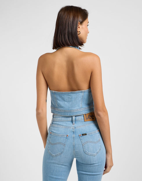 Lee Women's Double Seamed Halter Denim Vest In Minor Key